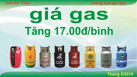 Giá gas Tăng 17.000đ/bình 12kg