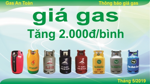 Giá gas Tăng 2.000đ/bình 12kg