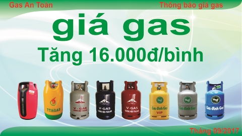 Giá gas tăng mạnh 16.000 đồng/bình 12 kg